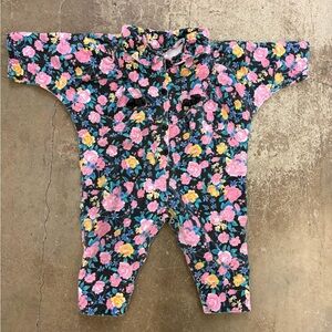 Vintage mini toga corduroy dark Floral Kids One Piece